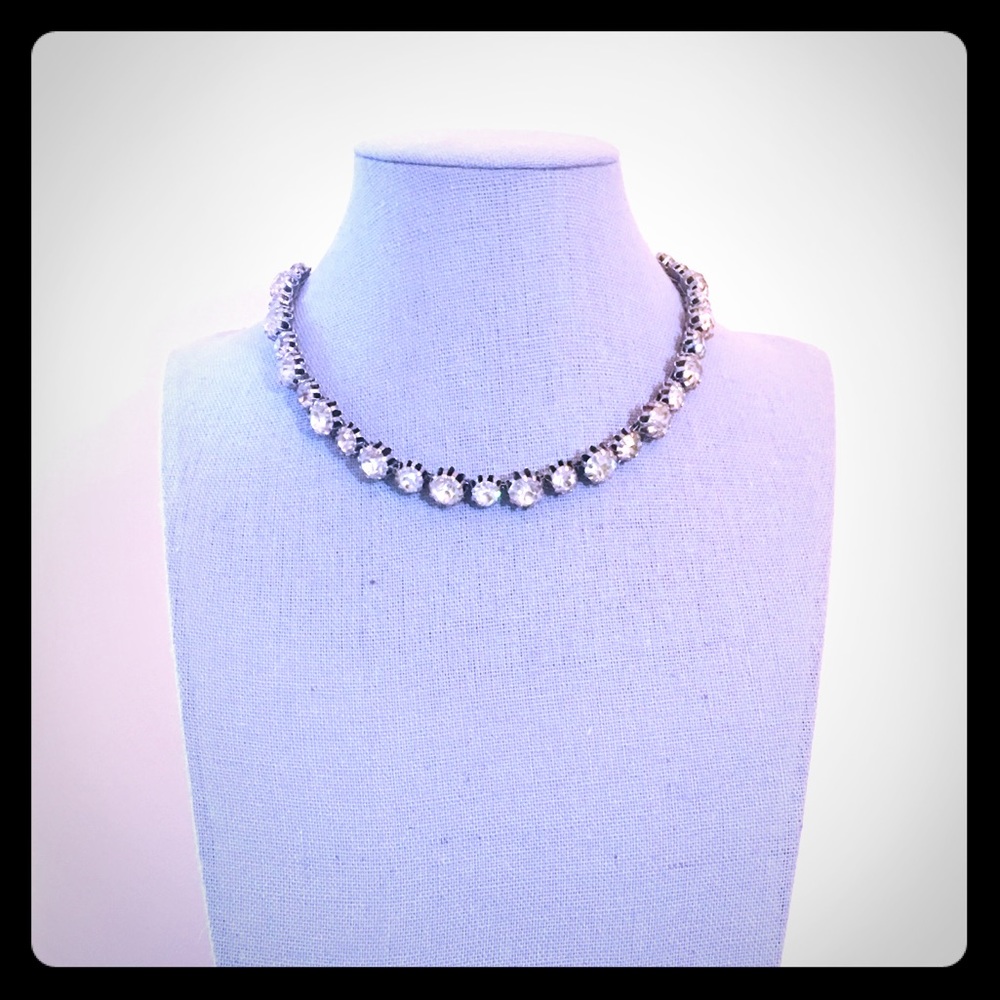 Vintage glam choker, rhinestone & antique silver - Picture 2 of 5
